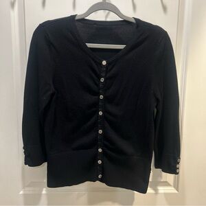 White House Black Market button front, round collar cardigan 3/4 sleeve Black M